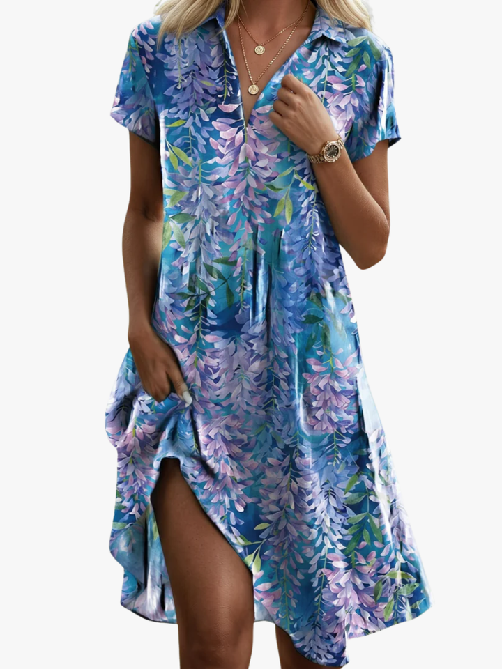 Leorine - Vestido midi floral de tacto suave
