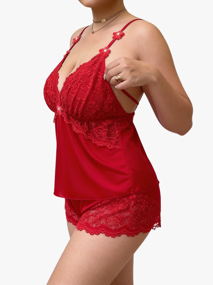 Maelynn - Conjunto de lujo de top de tirantes y shorts