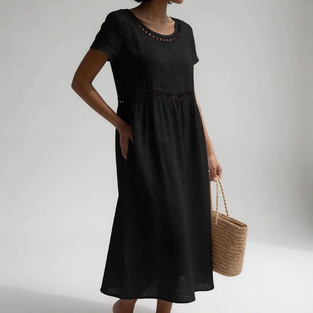 Ysoline - Vestido midi bordado de tacto suave