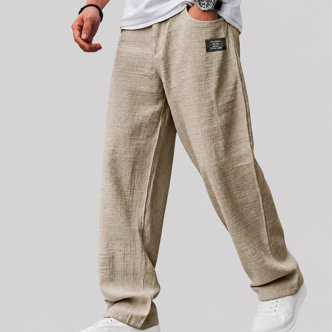 Ashwin - Pantalones de lino de corte relajado