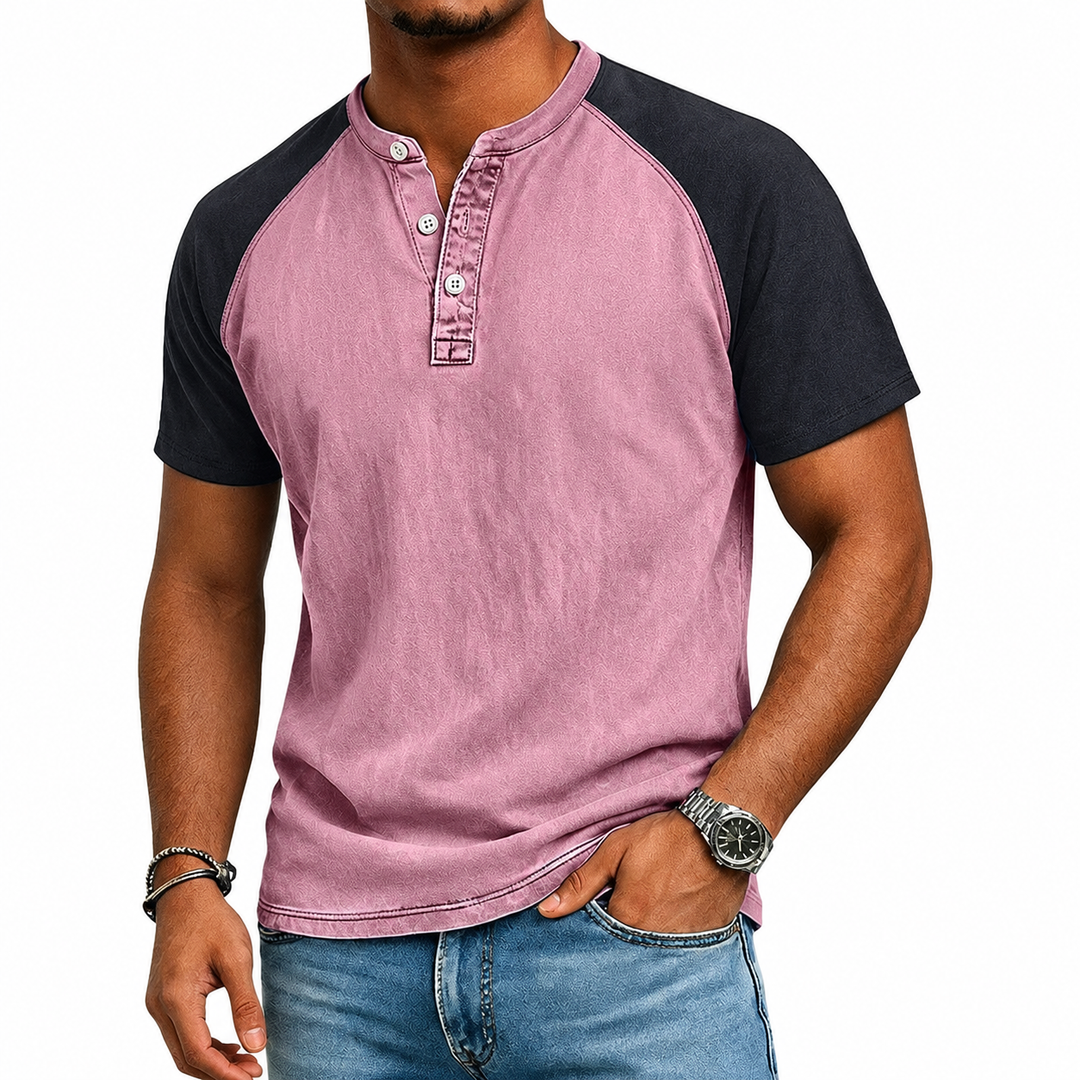 Edgehill - Camiseta henley efecto lavado vintage