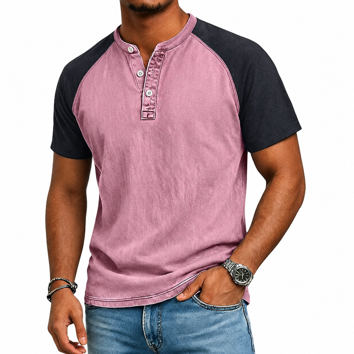 Edgehill - Camiseta henley efecto lavado vintage