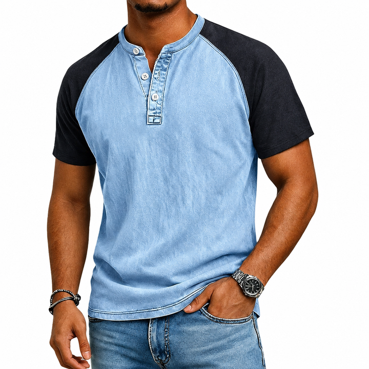 Edgehill - Camiseta henley efecto lavado vintage