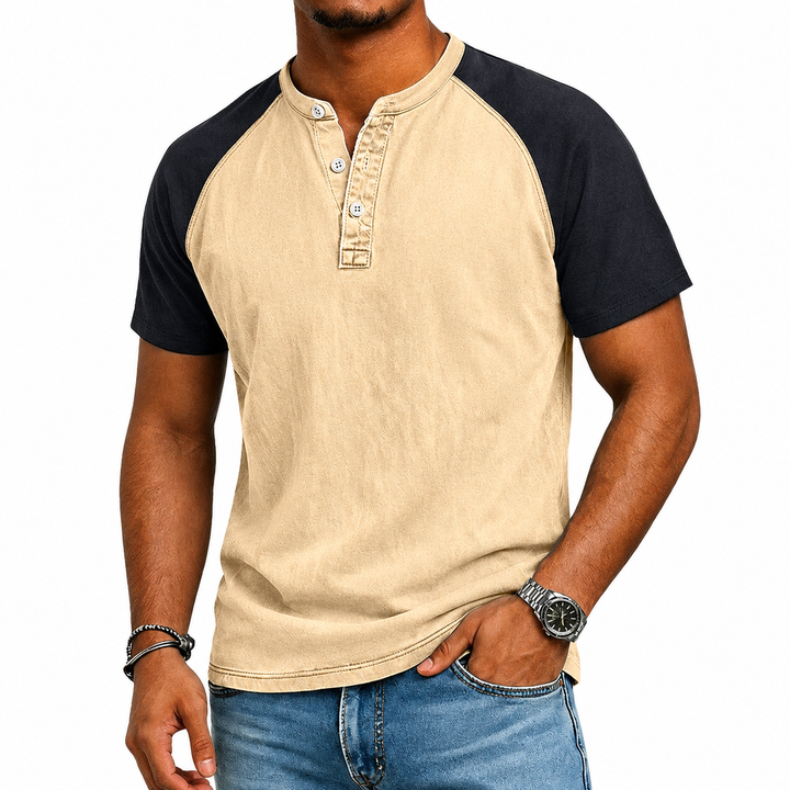 Edgehill - Camiseta henley efecto lavado vintage