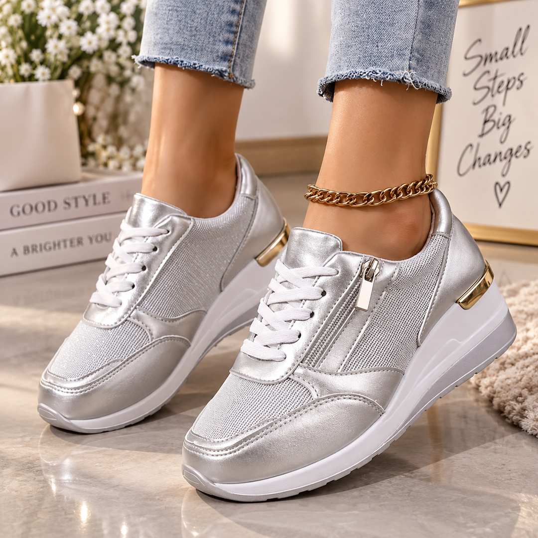 Annice - Zapatillas cómodas con cremallera lateral