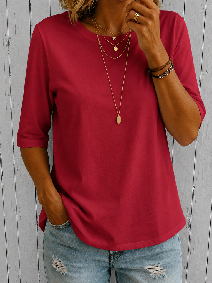 Bellavie - Blusa clásica de cuello redondo