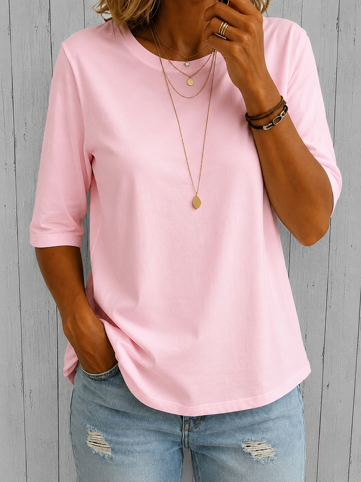 Bellavie - Blusa clásica de cuello redondo