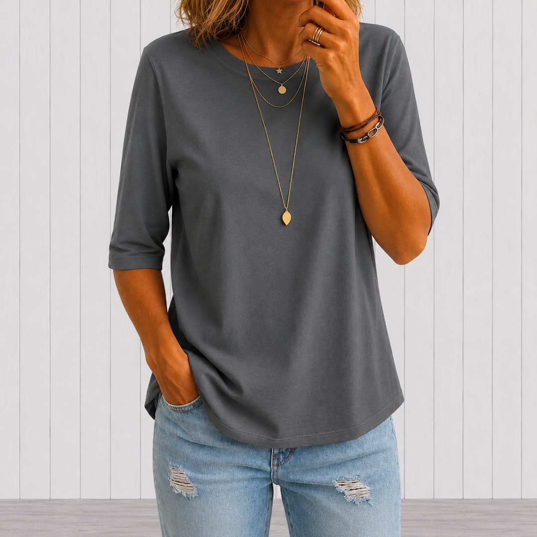 Isara - Camiseta de media manga de tacto suave