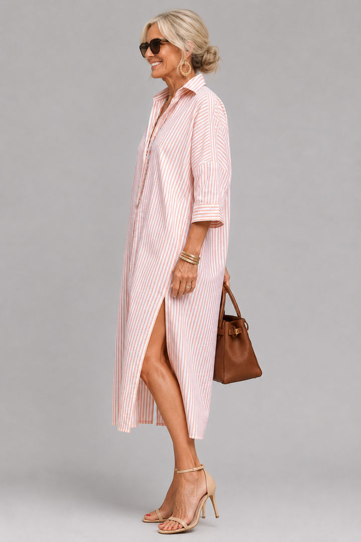 Rosabella - Vestido midi resistente a las arrugas con cinturón