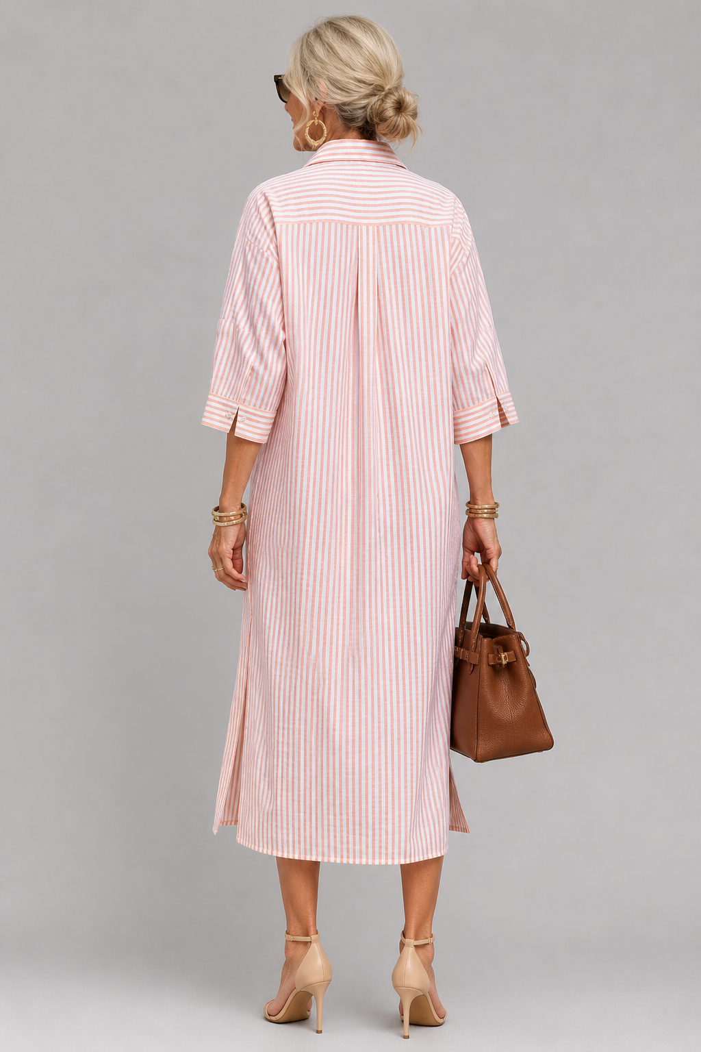 Rosabella - Vestido midi resistente a las arrugas con cinturón