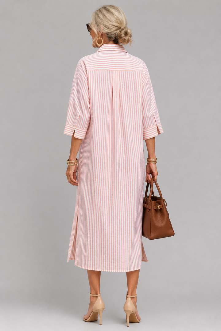 Rosabella - Vestido midi resistente a las arrugas con cinturón
