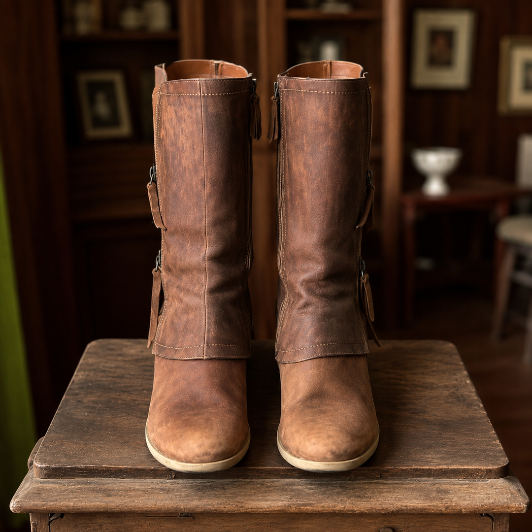 Mairead - Botas de media caña de tacón ancho premium