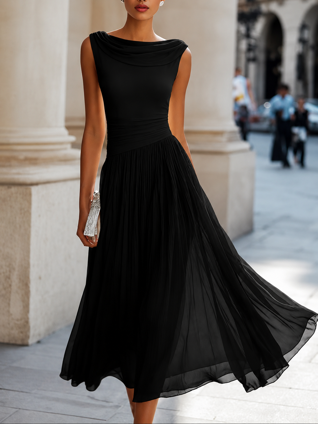 Carissa - Vestido midi elegante con drapeado