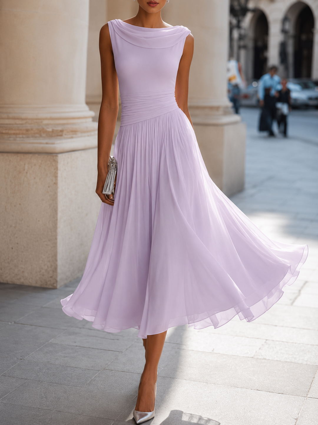 Carissa - Vestido midi elegante con drapeado