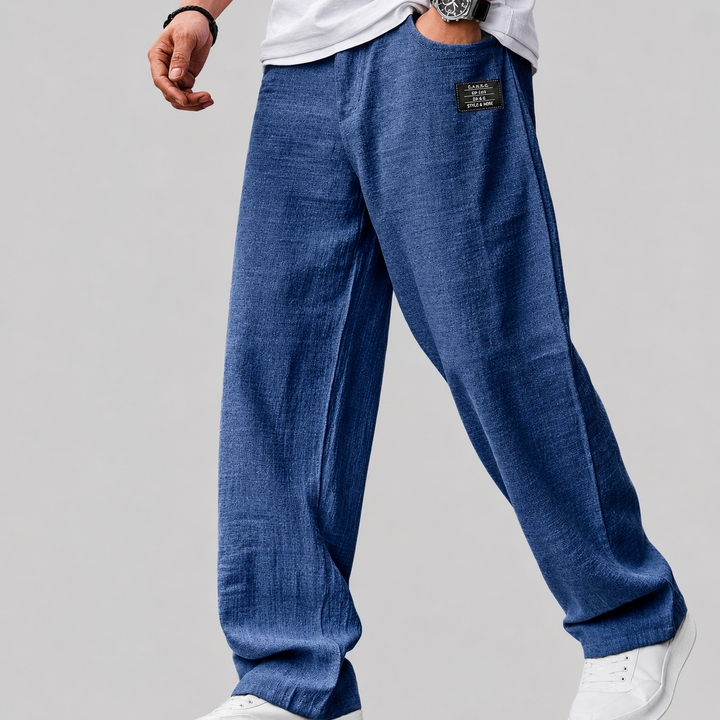 Ashwin - Pantalones de lino de corte relajado