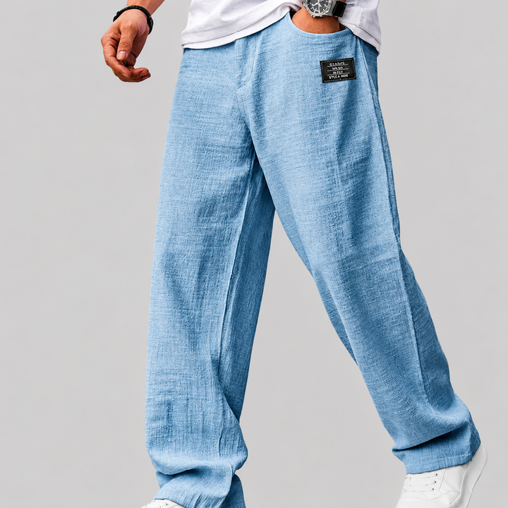 Ashwin - Pantalones de lino de corte relajado