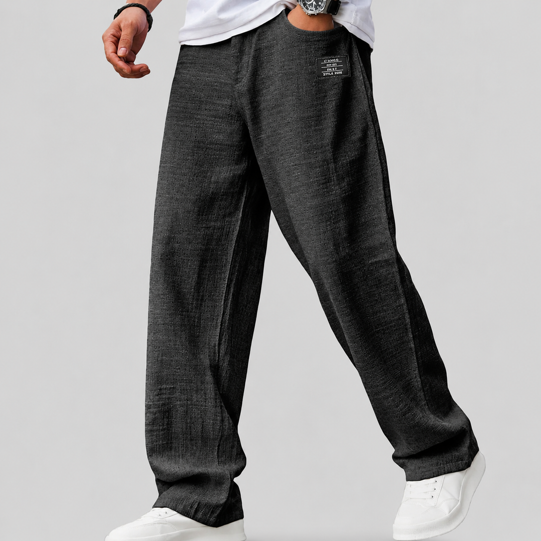 Ashwin - Pantalones de lino de corte relajado