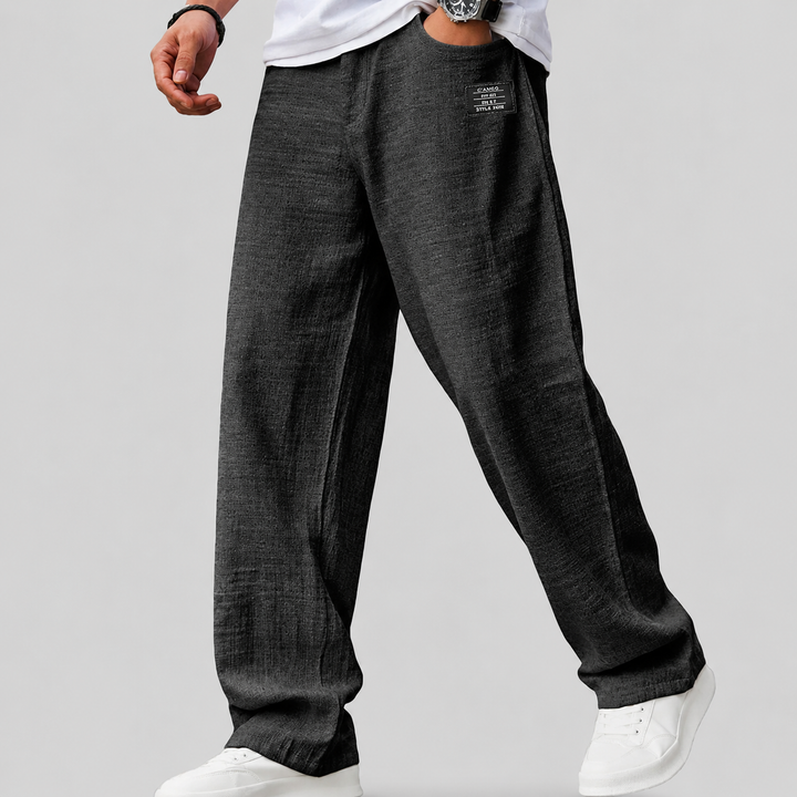 Ashwin - Pantalones de lino de corte relajado