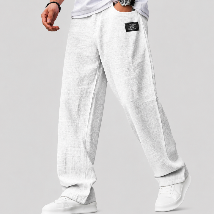 Ashwin - Pantalones de lino de corte relajado