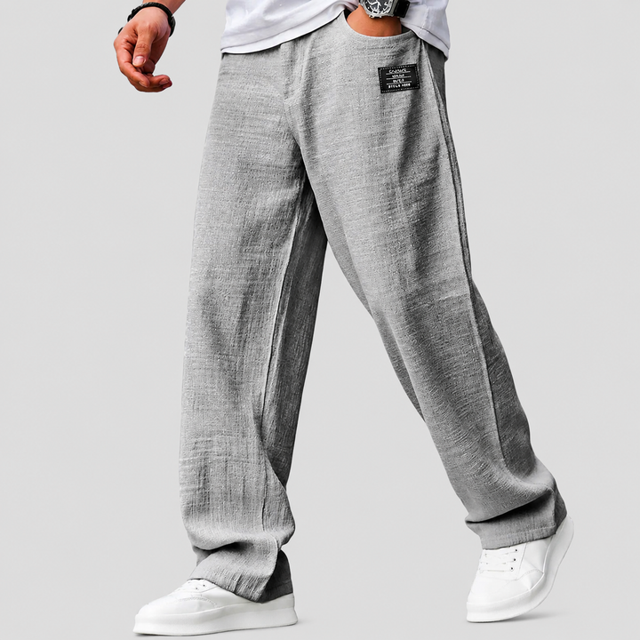 Ashwin - Pantalones de lino de corte relajado