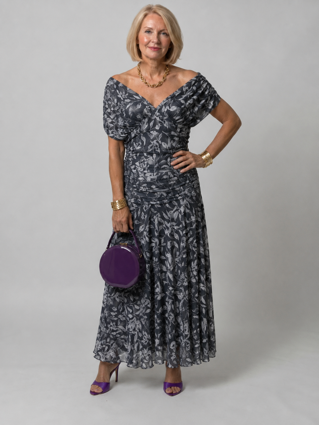 Galatea - Vestido midi ligero con escote Bardot