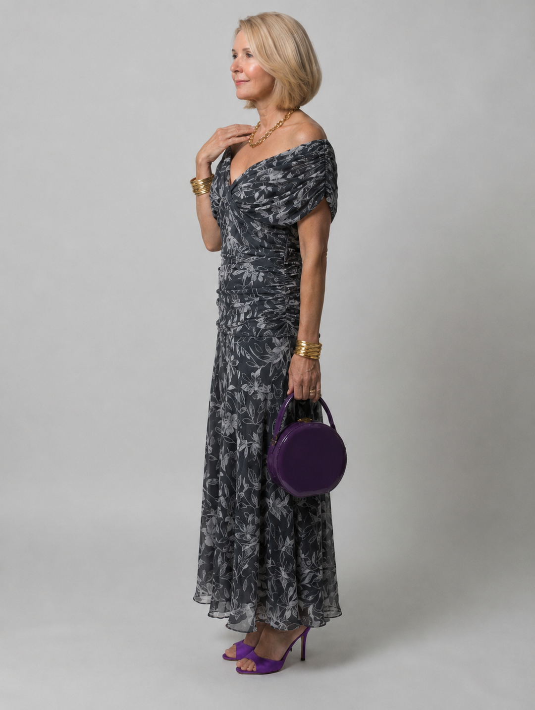 Galatea - Vestido midi ligero con escote Bardot