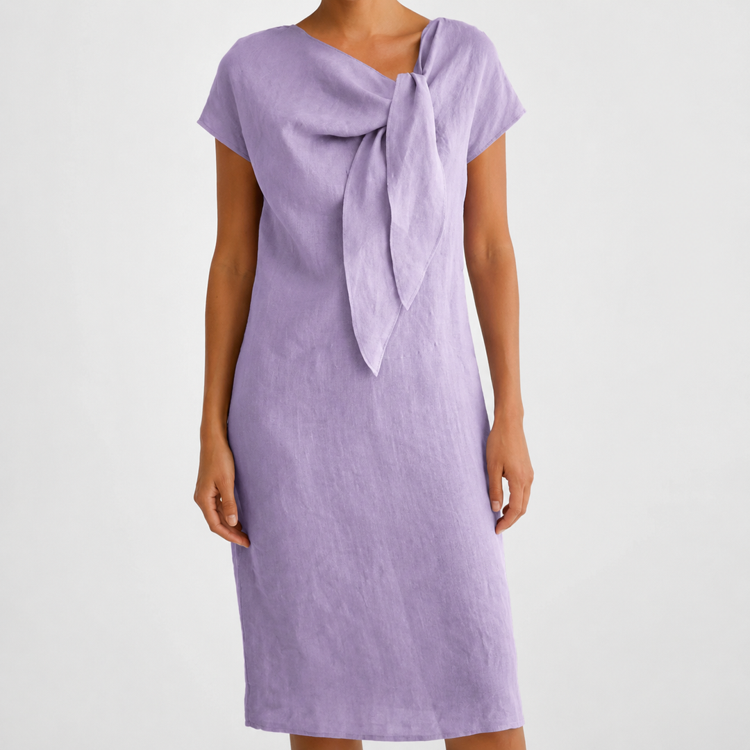 Elissara - Vestido vaporoso con lazada al cuello