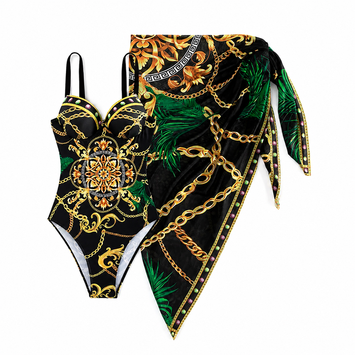 Diana - Conjunto de bañador push-up de una pieza y salida de playa