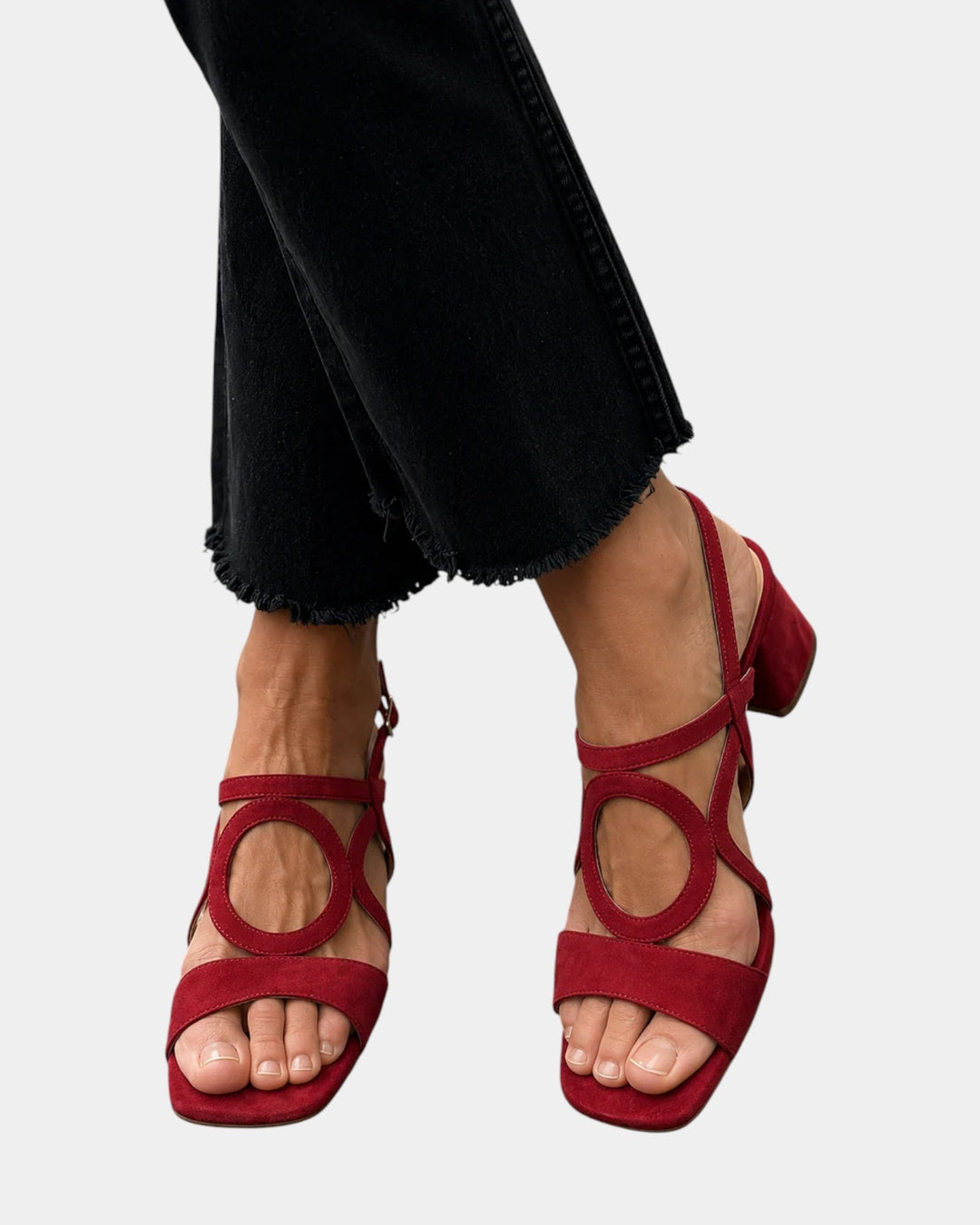 Florette - Sandalias de tacón ancho con tiras caladas