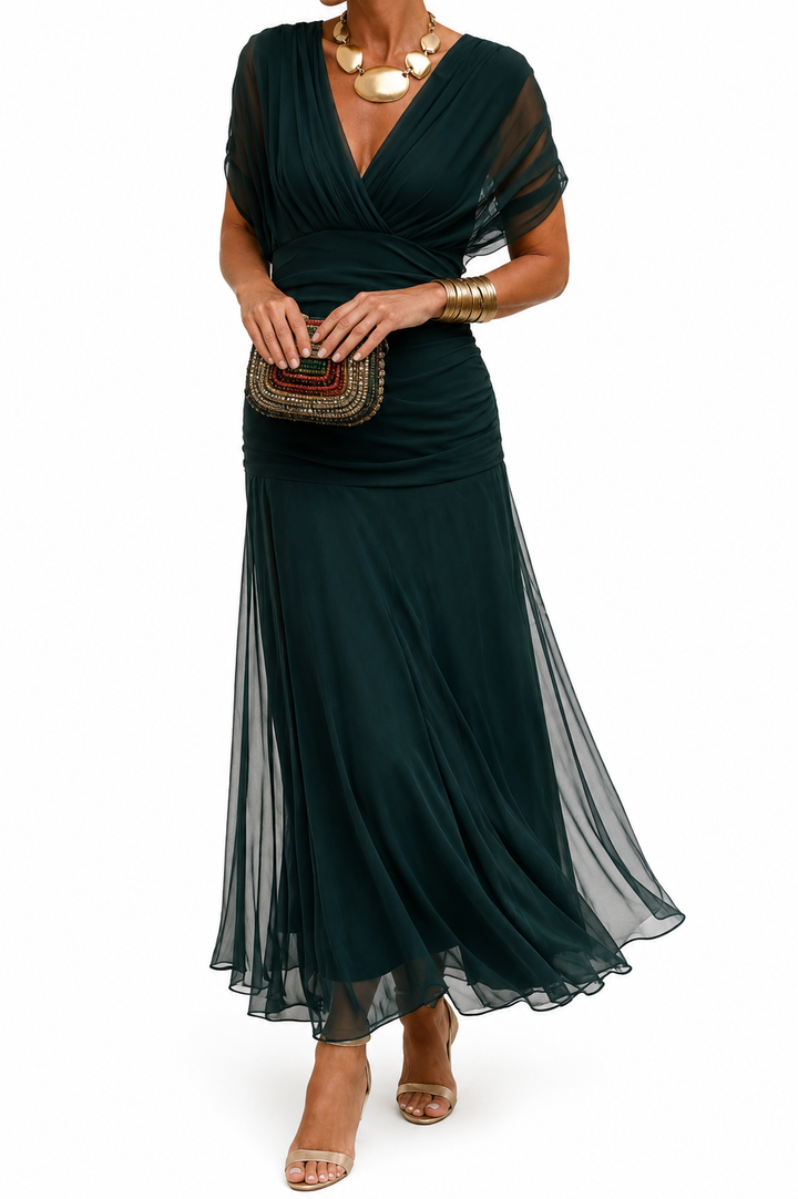 Solavelle - Vestido de corte sirena con escote bardot y tacto suave