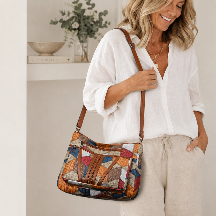 Lauranique - Bolso bandolera de patchwork con tacto suave