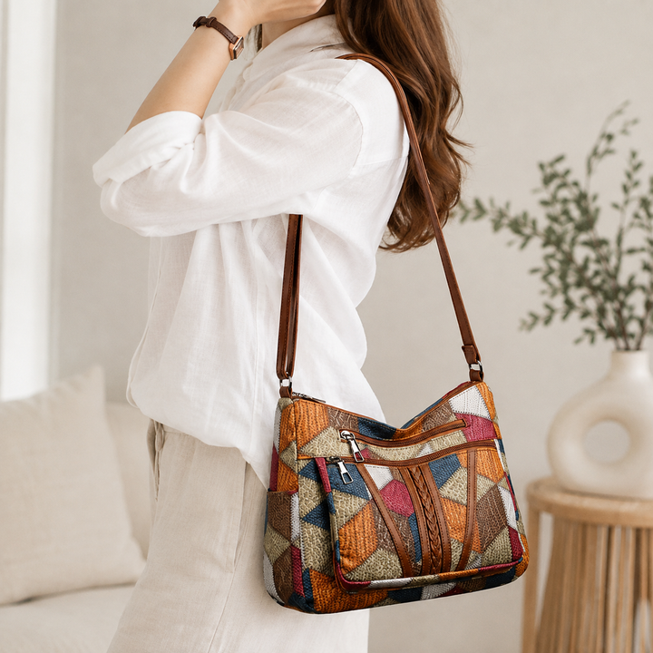 Lauranique - Bolso bandolera de patchwork con tacto suave