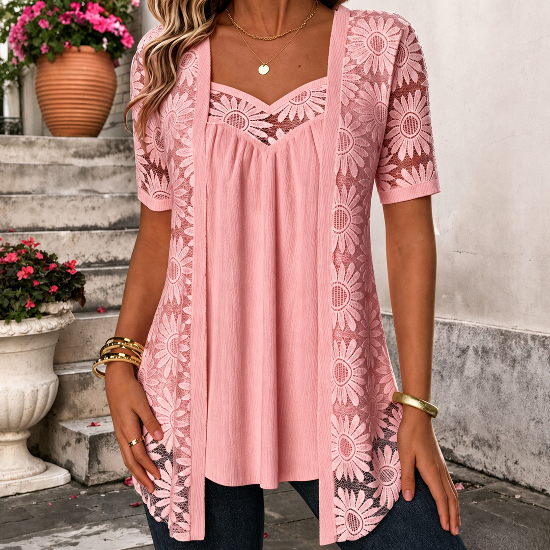 Lucette - Blusa elegante con detalles de encaje