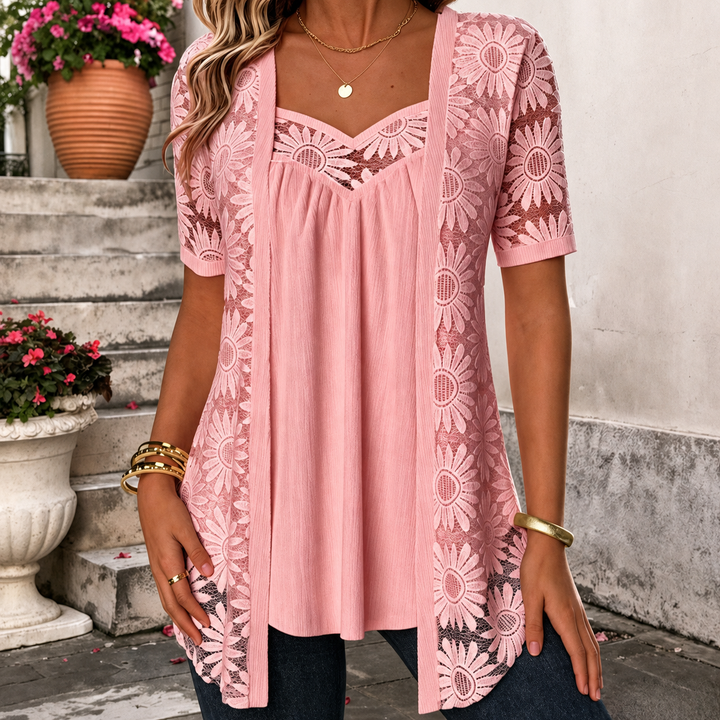 Lucette - Blusa elegante con detalles de encaje