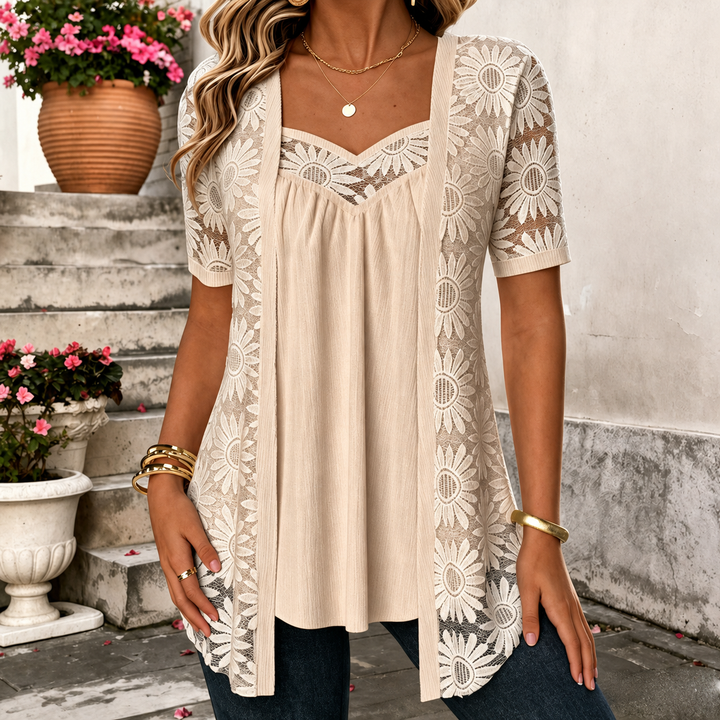 Lucette - Blusa elegante con detalles de encaje