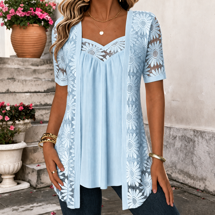 Lucette - Blusa elegante con detalles de encaje