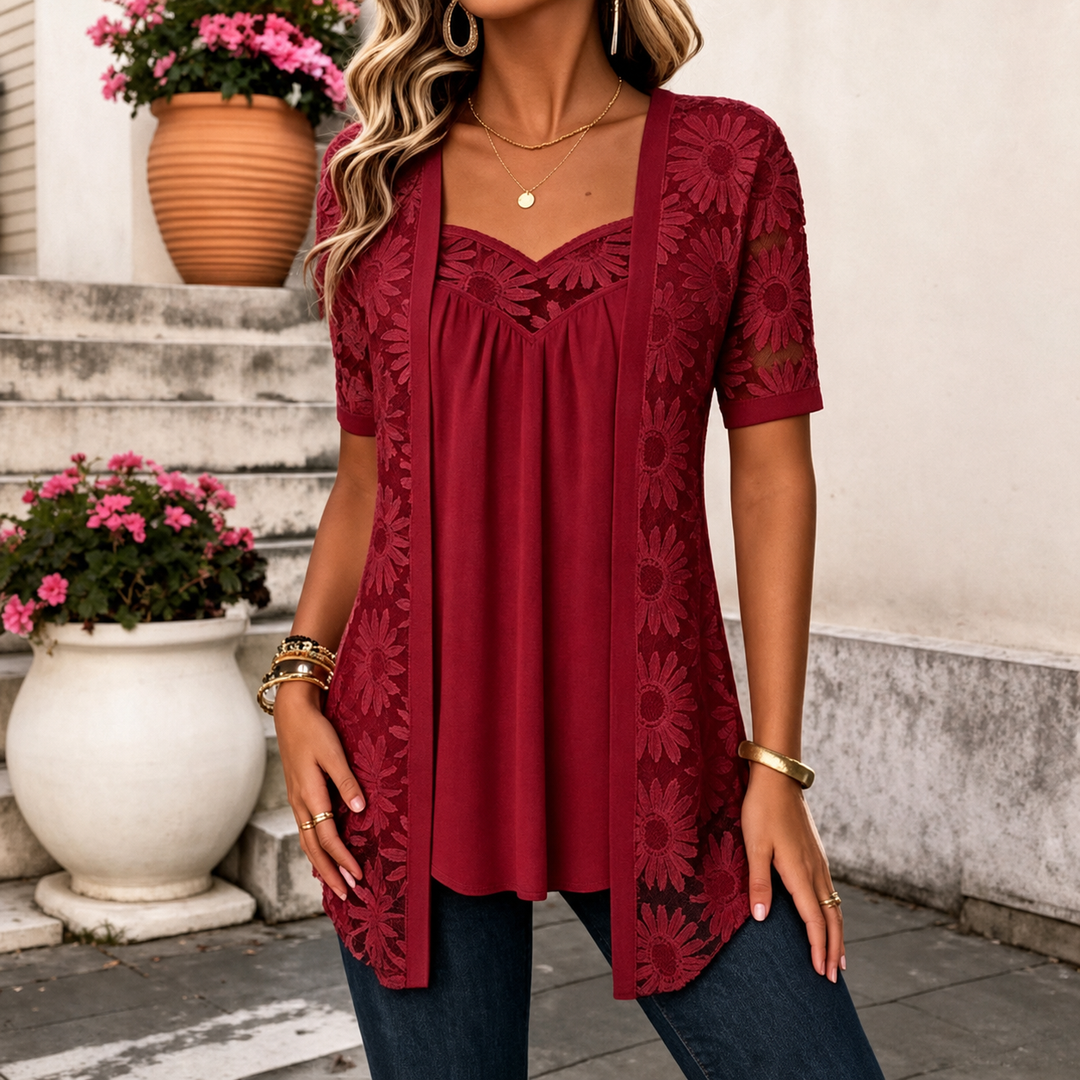 Lucette - Blusa elegante con detalles de encaje