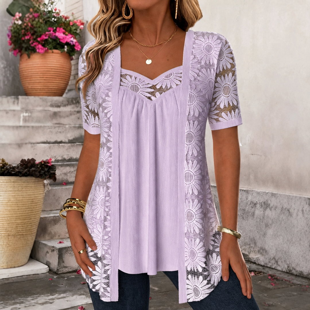 Lucette - Blusa elegante con detalles de encaje