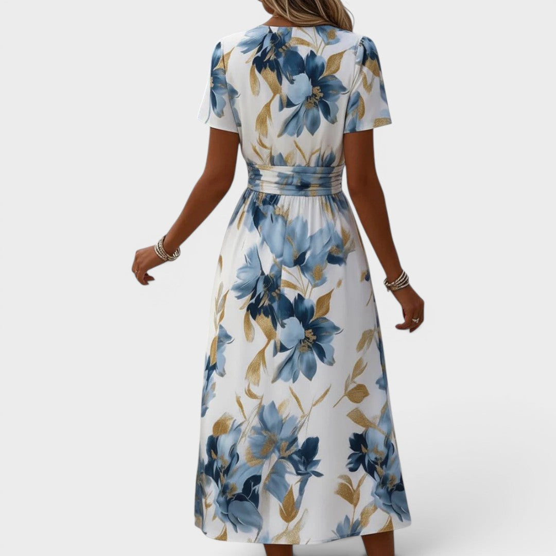 Carmen - Vestido largo cruzado floral de tacto suave