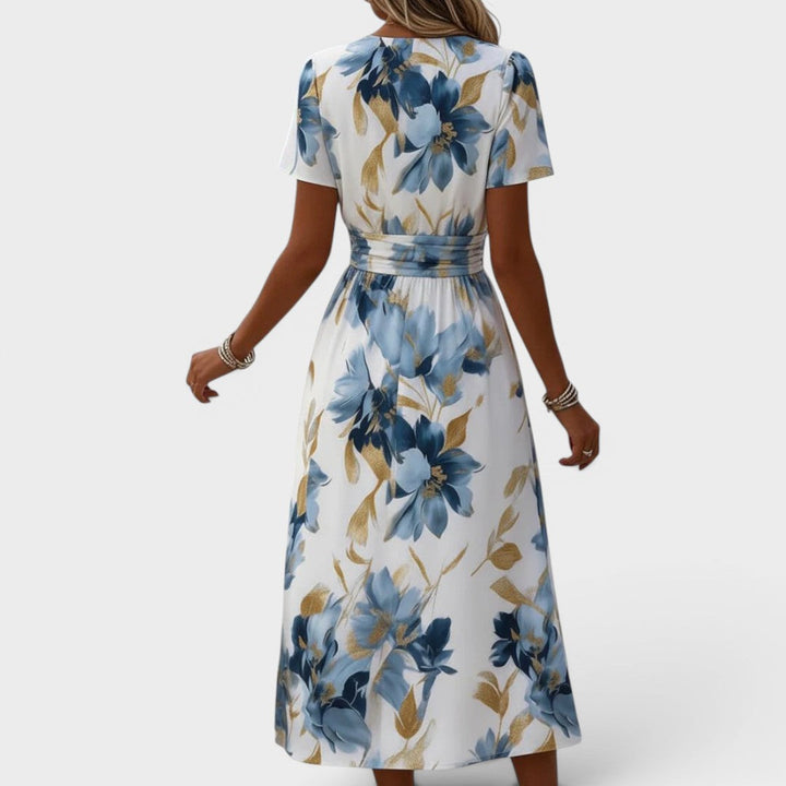 Carmen - Vestido largo cruzado floral de tacto suave