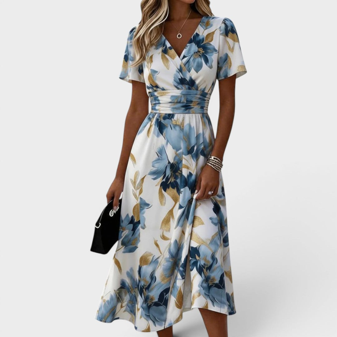 Carmen - Vestido largo cruzado floral de tacto suave