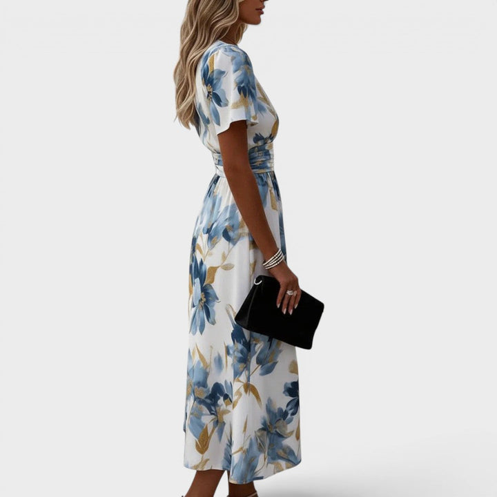 Carmen - Vestido largo cruzado floral de tacto suave