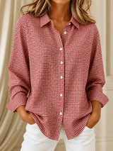 Imani - Blusa clásica de cuadros de manga larga