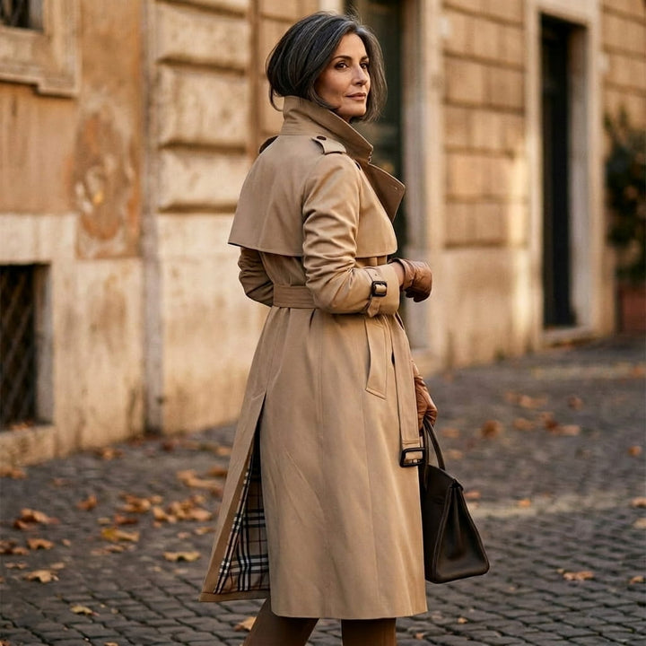 Aliki - Gabardina con doble botonadura y cinturón