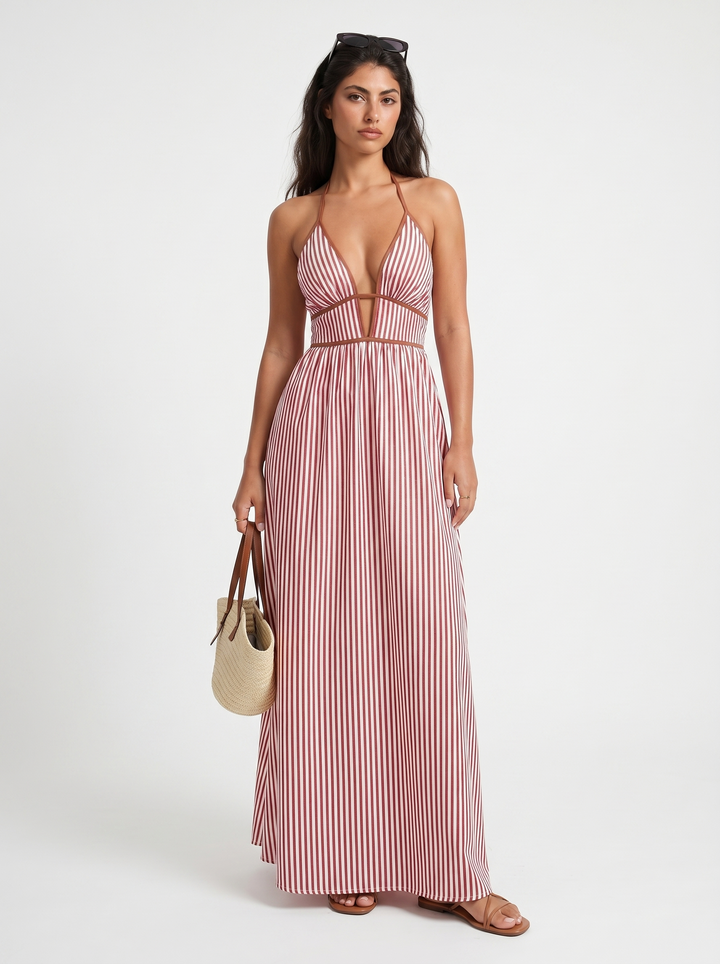 Lilliet - Vestido largo escultural con escote halter