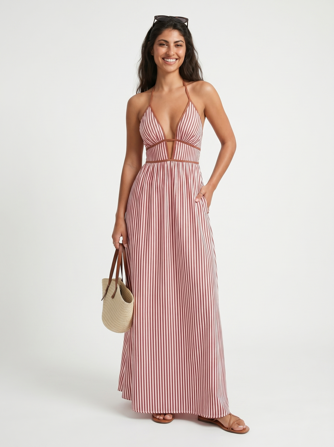 Lilliet - Vestido largo escultural con escote halter
