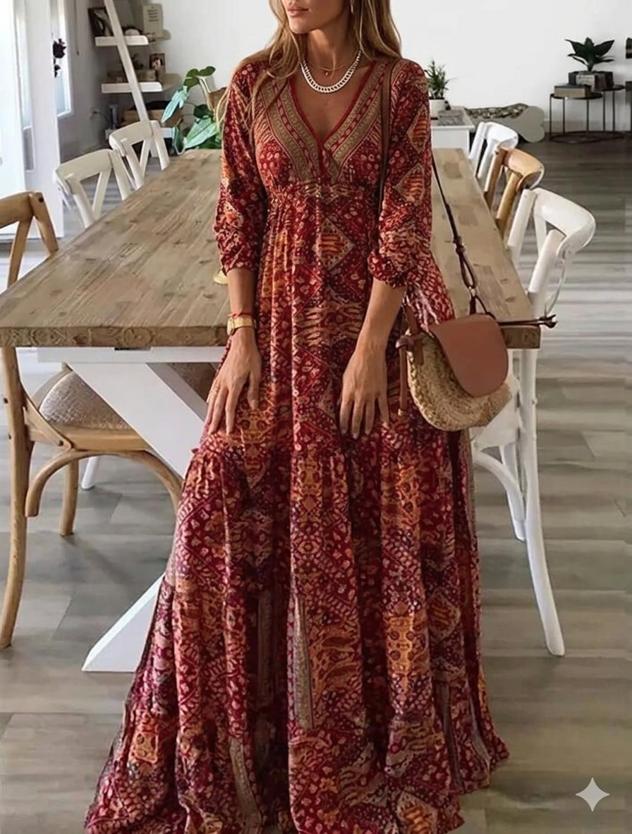 Ysavelle - Vestido boho de tacto suave