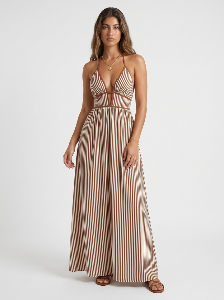 Lilliet - Vestido largo escultural con escote halter