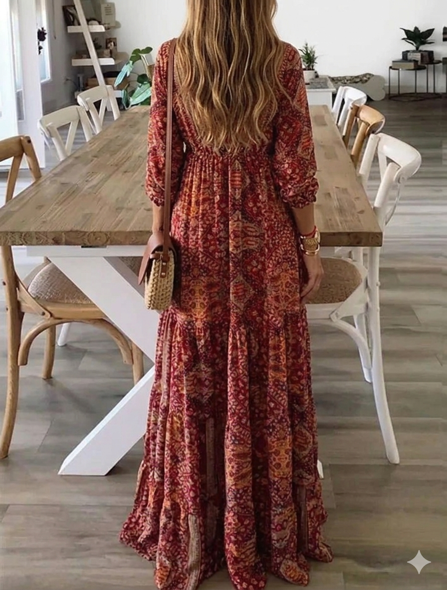 Ysavelle - Vestido boho de tacto suave