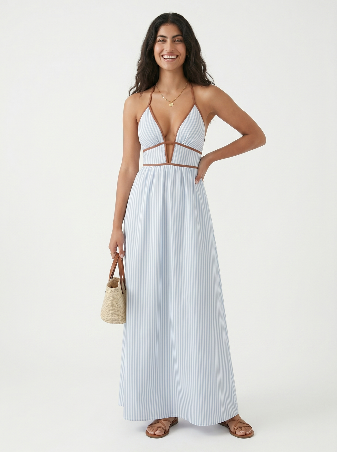 Lilliet - Vestido largo escultural con escote halter